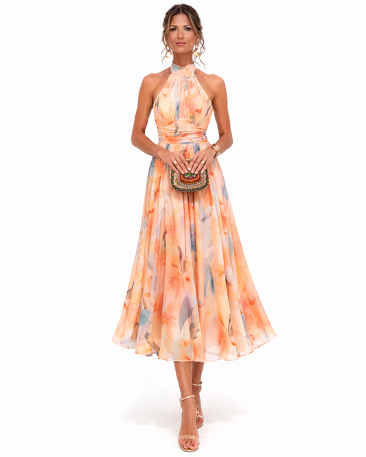 Elara – Halter-Neck Maxi Dress
