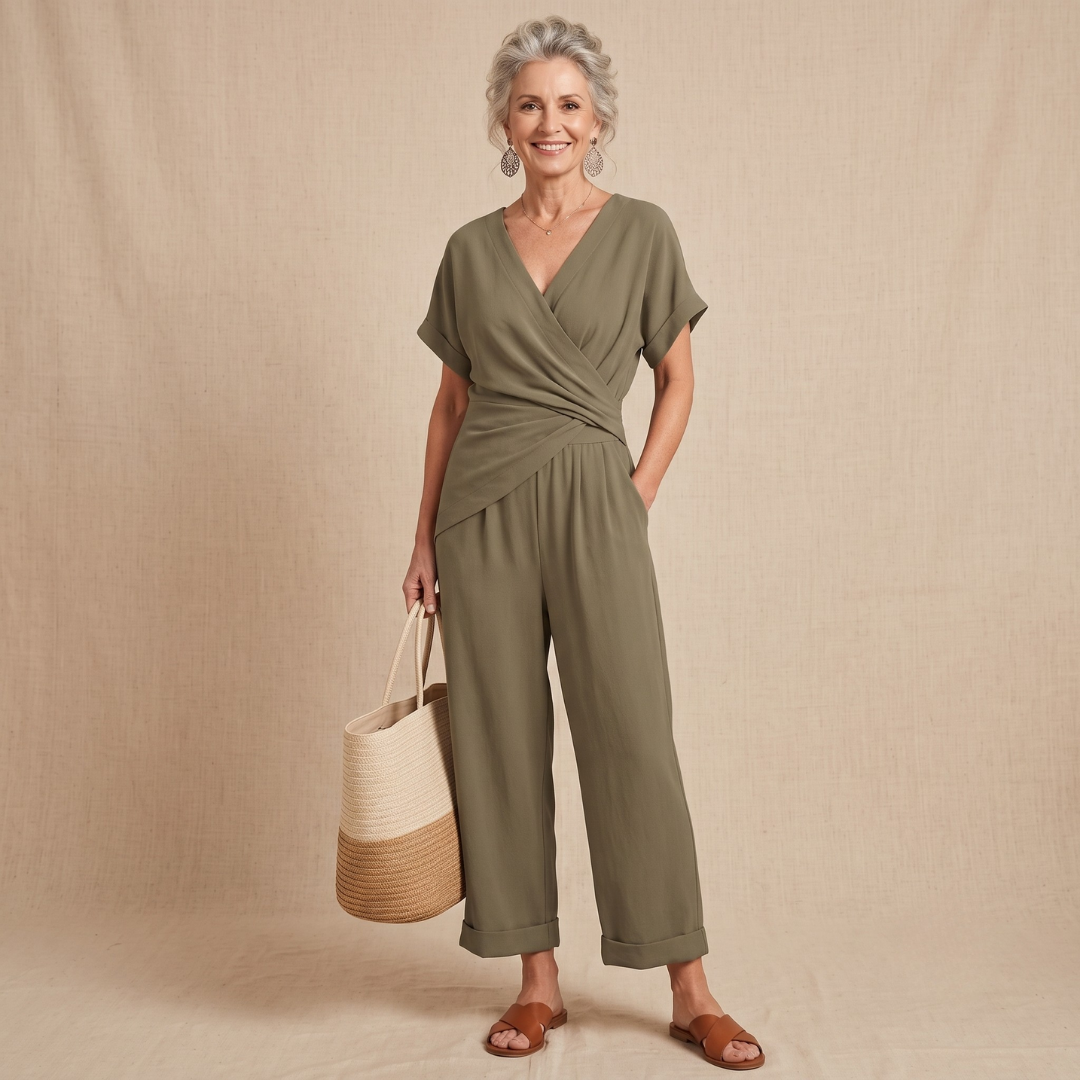 Delaney – V-Neck Wide-Leg Jumpsuit