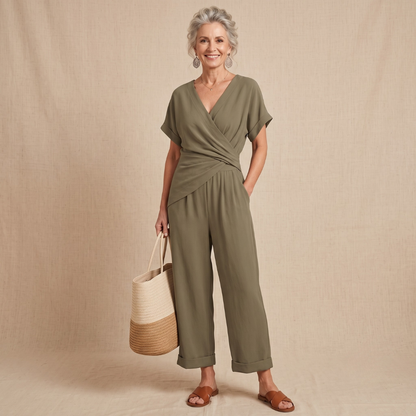 Delaney – V-Neck Wide-Leg Jumpsuit