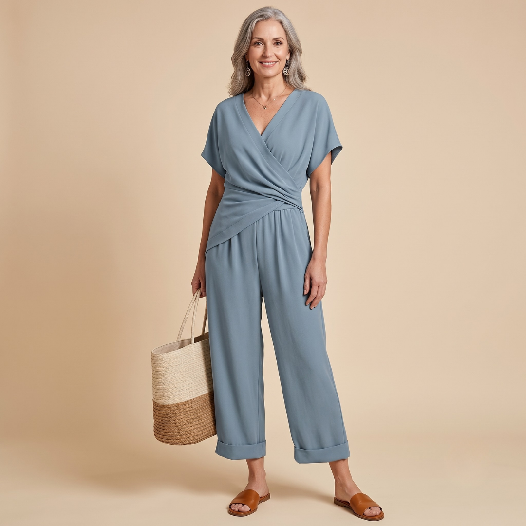 Delaney – V-Neck Wide-Leg Jumpsuit