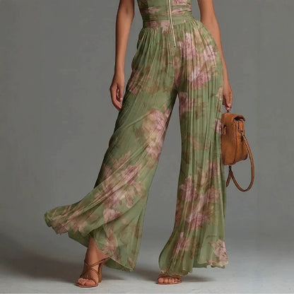 Seraphina – Pleated Floral Chiffon Jumpsuit
