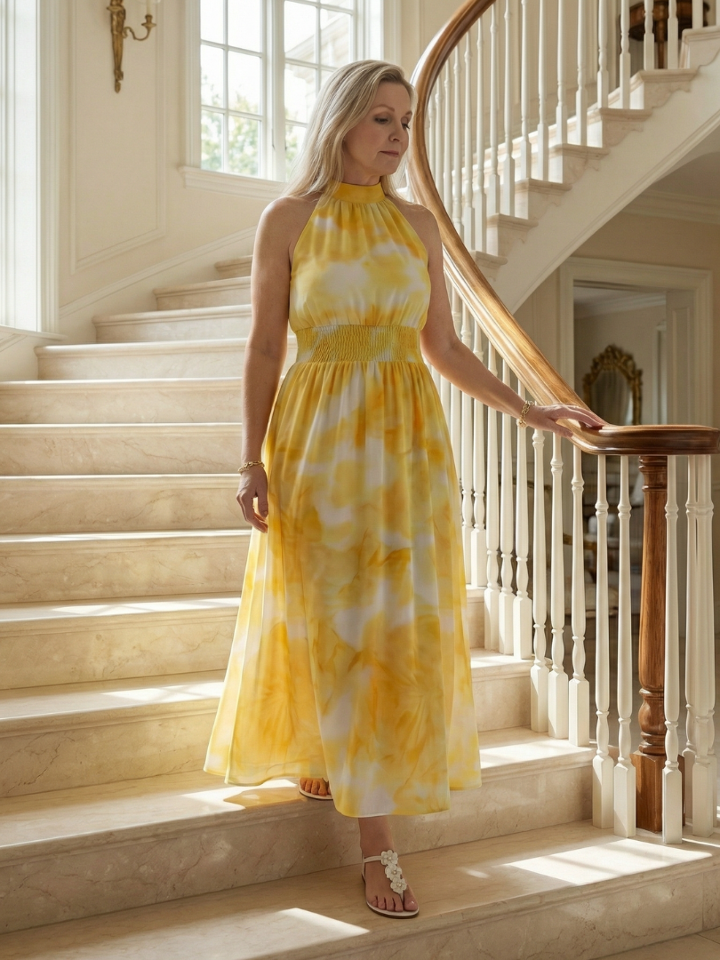 Sylin – Gathered Halter Midi Dress
