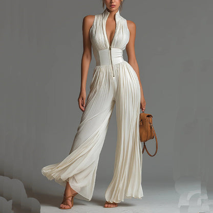 Seraphina – Pleated Floral Chiffon Jumpsuit
