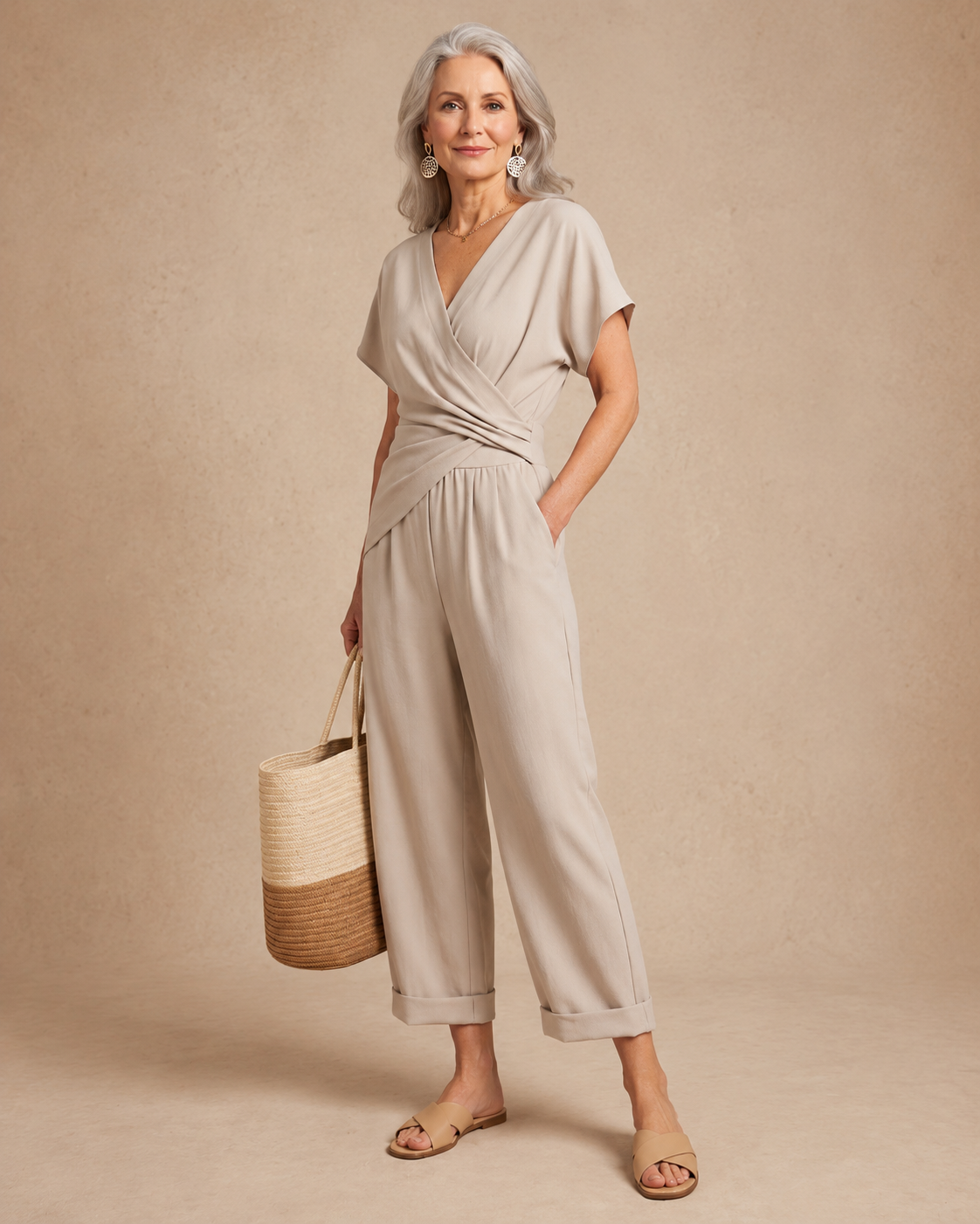 Delaney – V-Neck Wide-Leg Jumpsuit