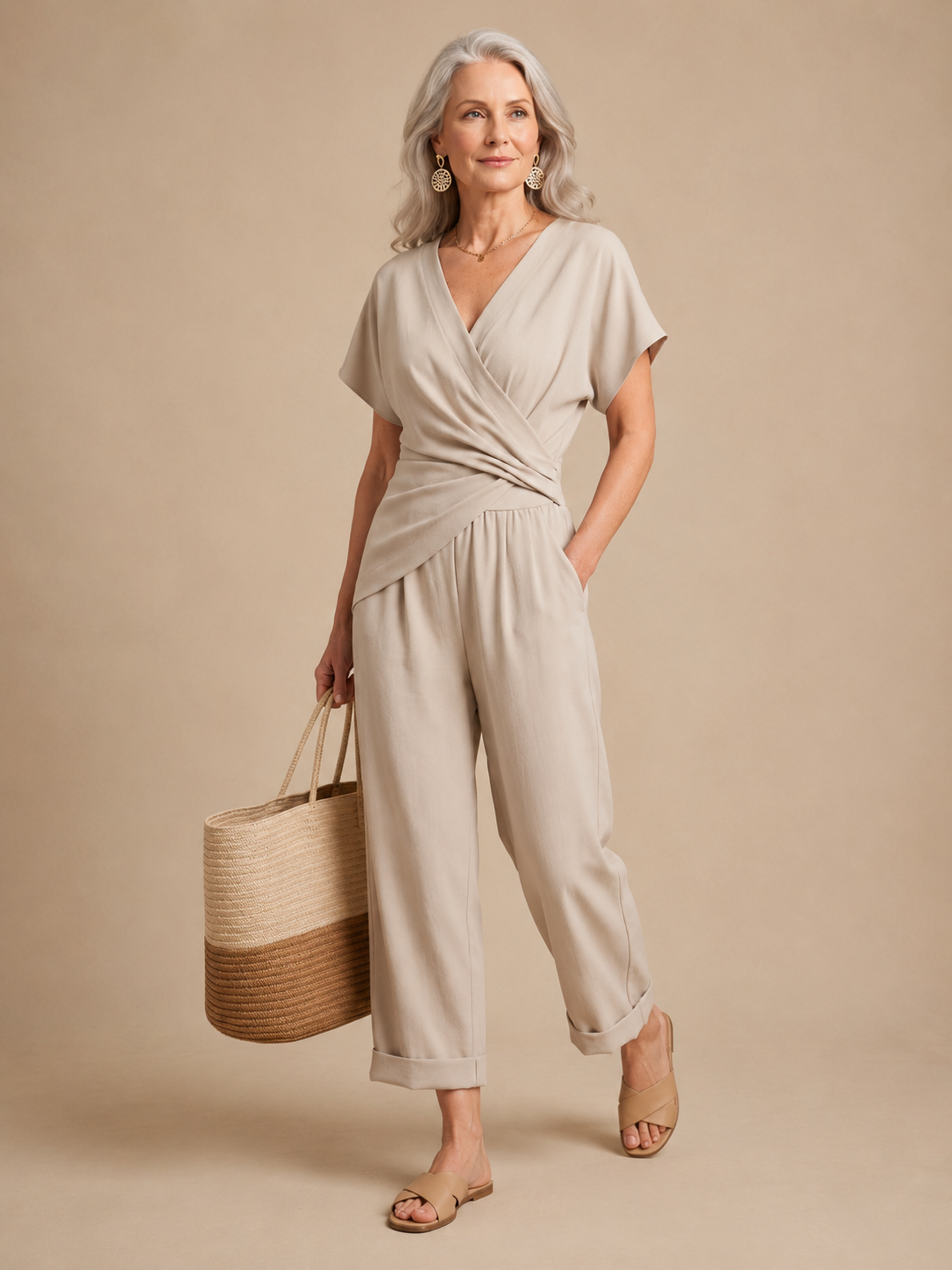 Delaney – V-Neck Wide-Leg Jumpsuit