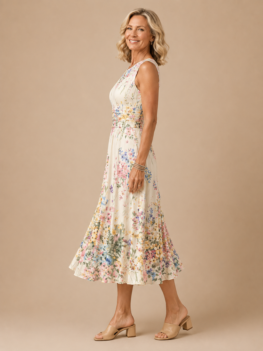 Harlow – Sleeveless Floral Midi Dress