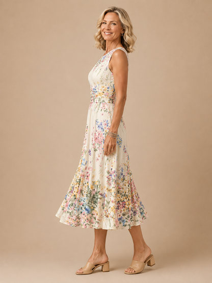 Harlow – Sleeveless Floral Midi Dress