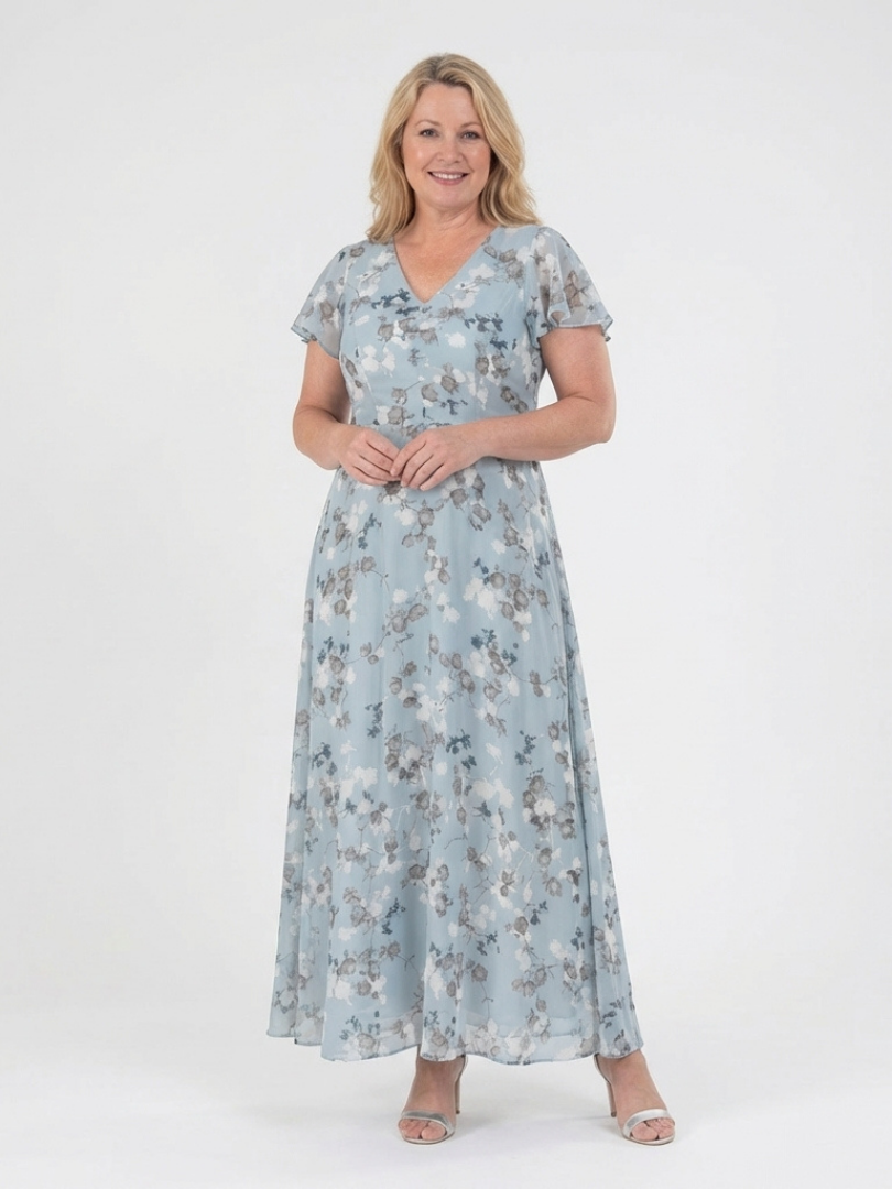 Ismeria – Floral Chiffon Maxi Dress