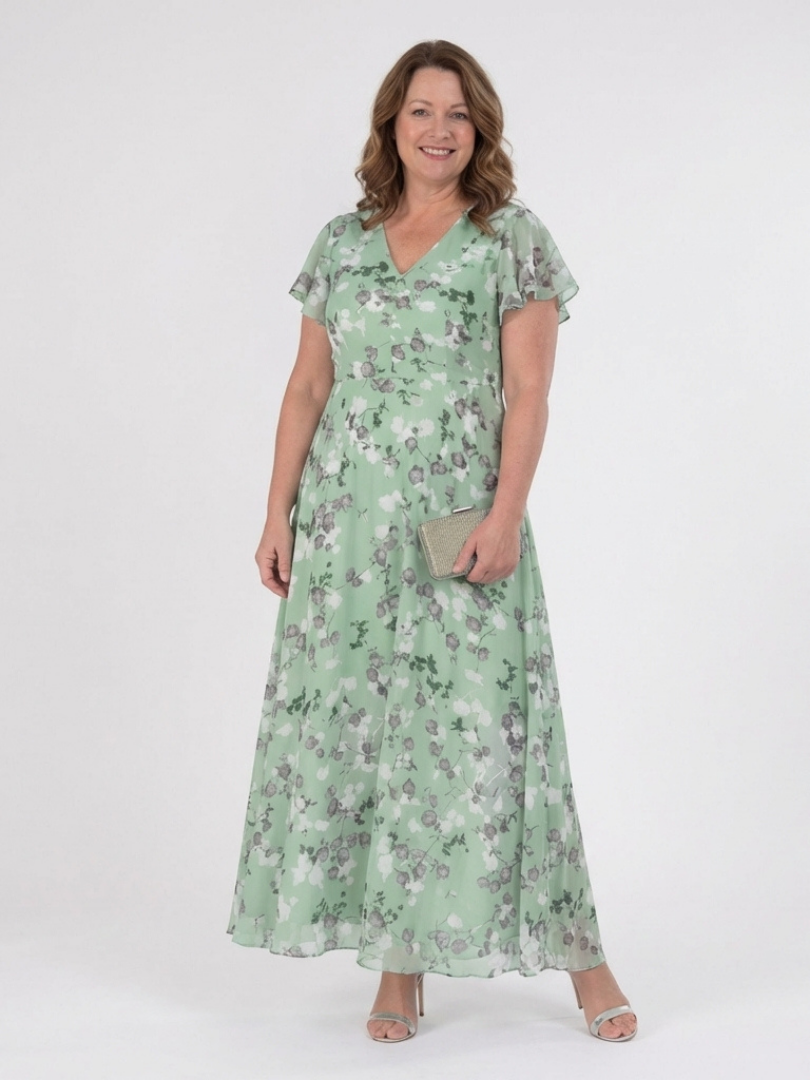 Ismeria – Floral Chiffon Maxi Dress