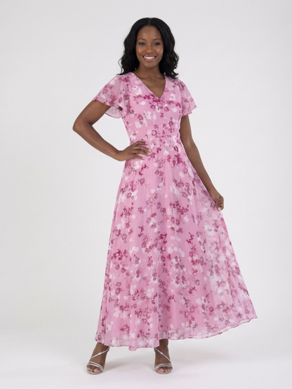 Ismeria – Floral Chiffon Maxi Dress