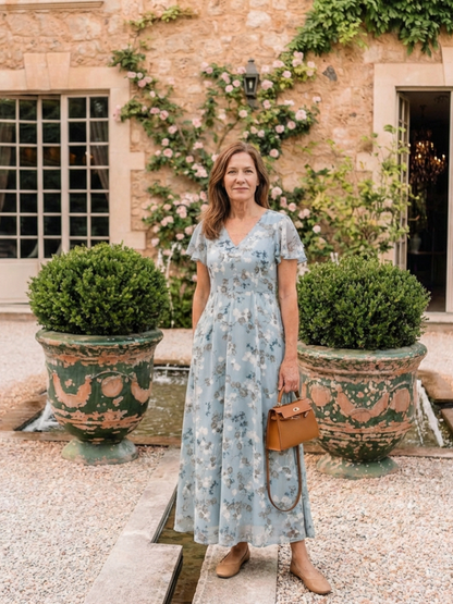Ismeria – Floral Chiffon Maxi Dress