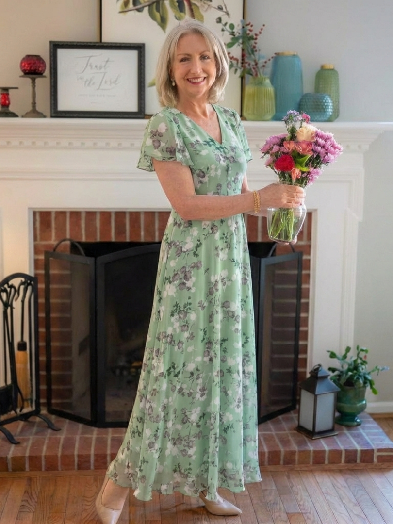 Ismeria – Floral Chiffon Maxi Dress