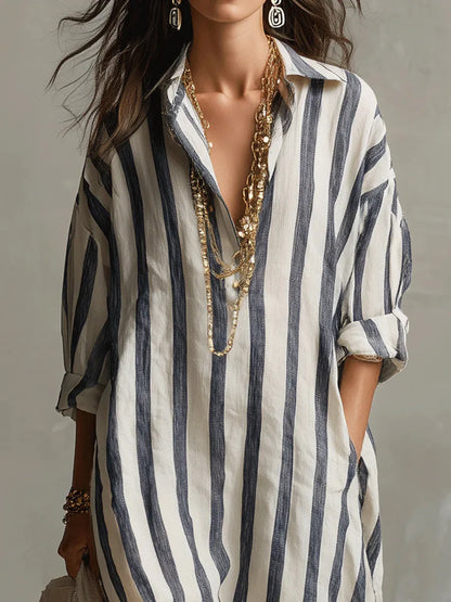 Maribel – Linen Long Shirt Dress