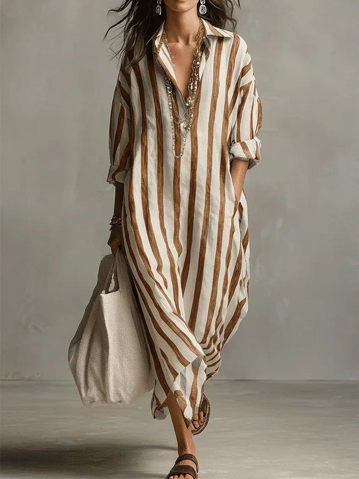 Maribel – Linen Long Shirt Dress