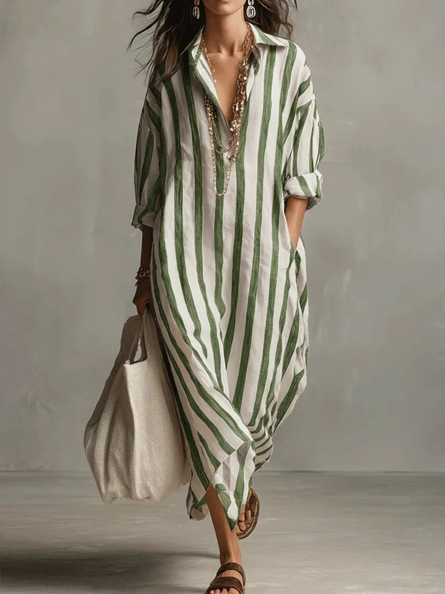 Maribel – Linen Long Shirt Dress