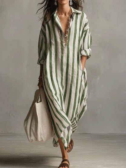 Maribel – Linen Long Shirt Dress