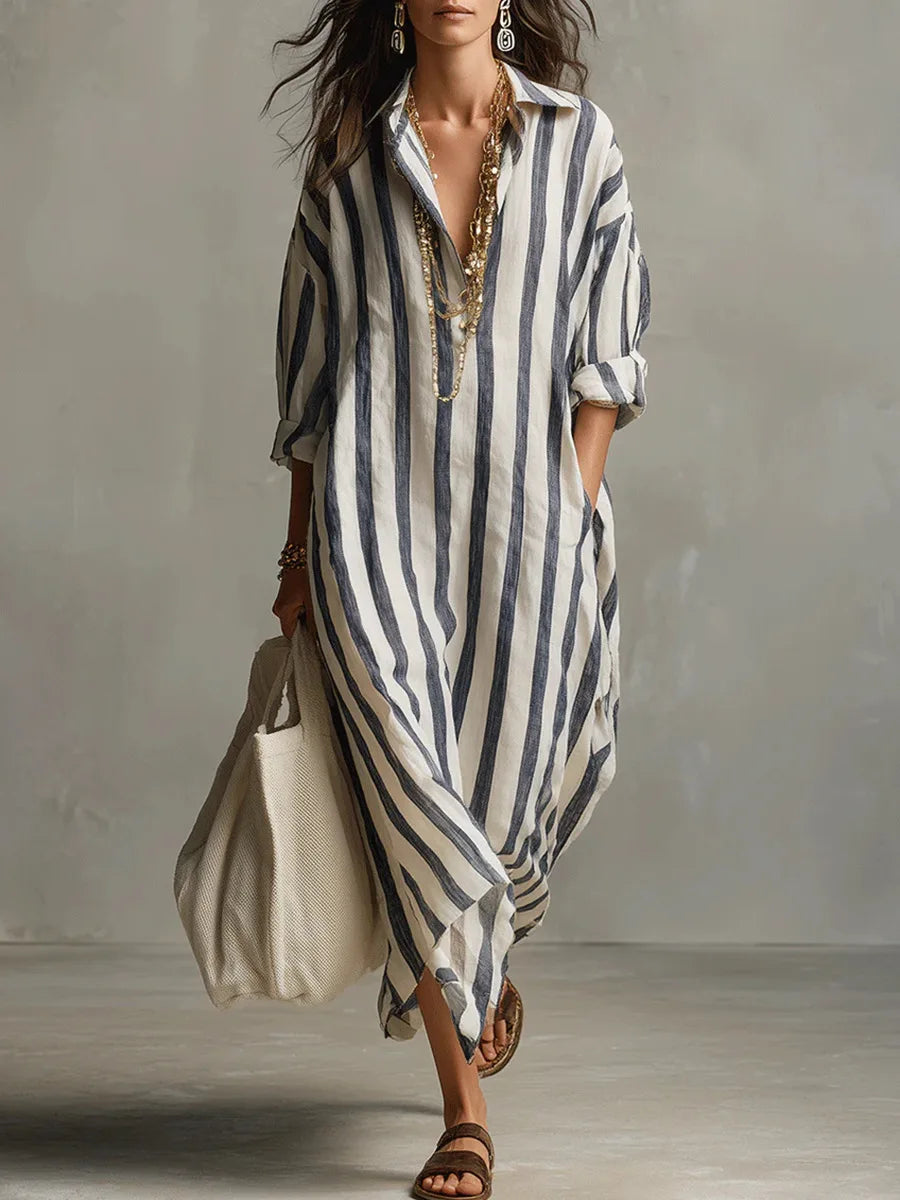 Maribel – Linen Long Shirt Dress