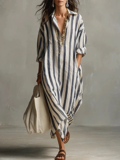 Maribel – Linen Long Shirt Dress
