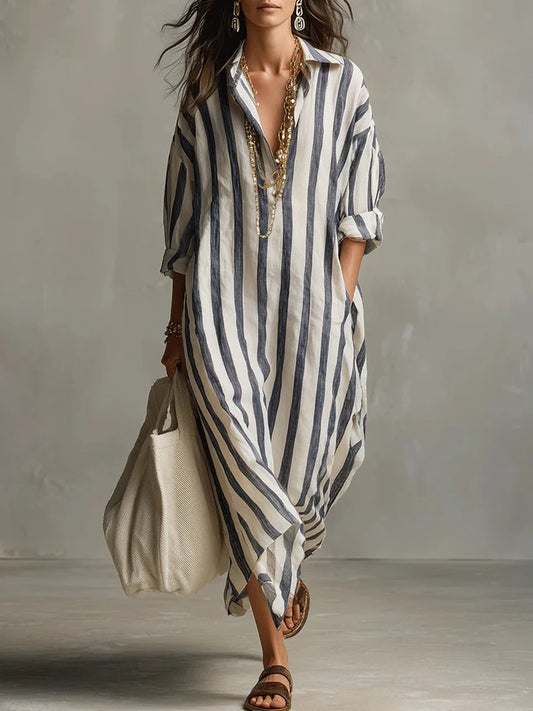 Maribel – Linen Long Shirt Dress