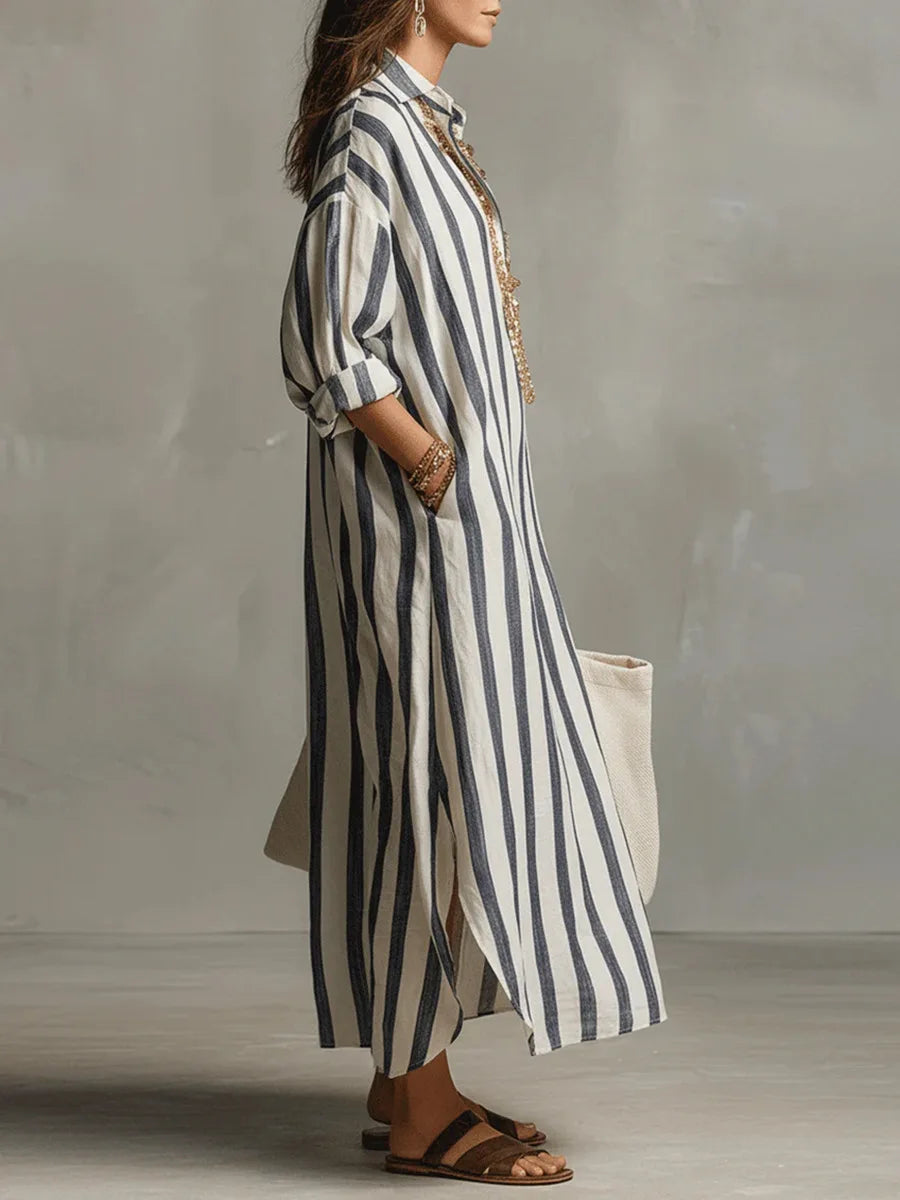 Maribel – Linen Long Shirt Dress