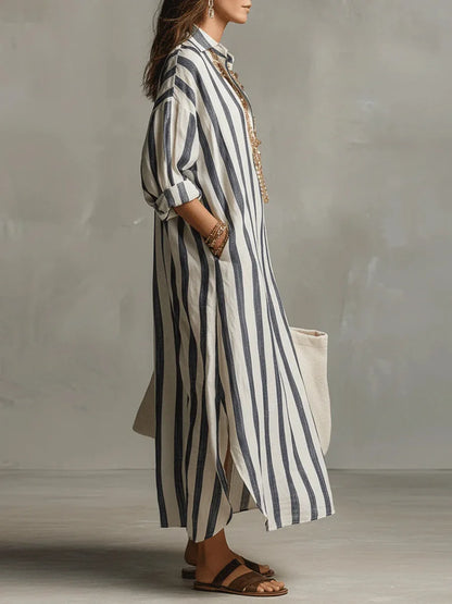 Maribel – Linen Long Shirt Dress