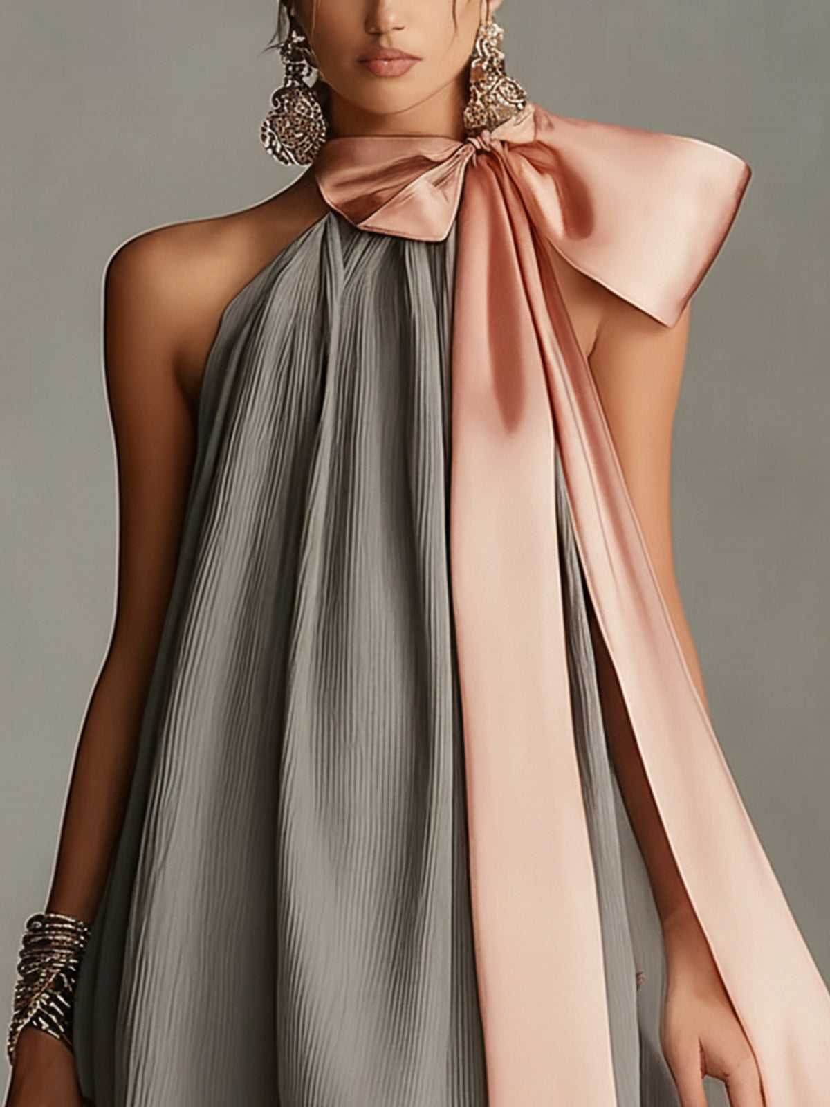 Brielle – Bow-Detail Satin Mini Dress