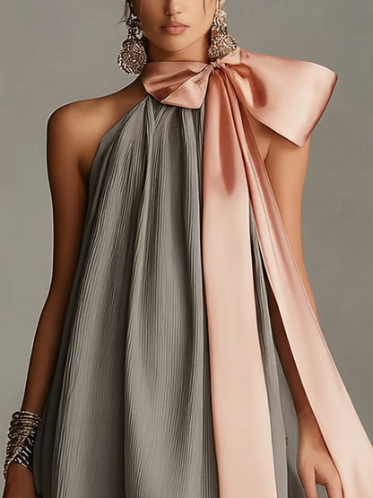 Brielle – Bow-Detail Satin Mini Dress