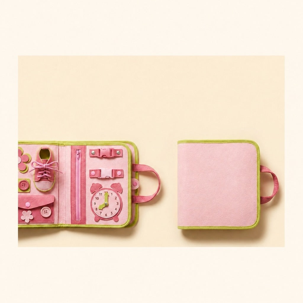 Le Coffret Duo rose : deux Busy Boards Arlevi, un ouvert un fermé