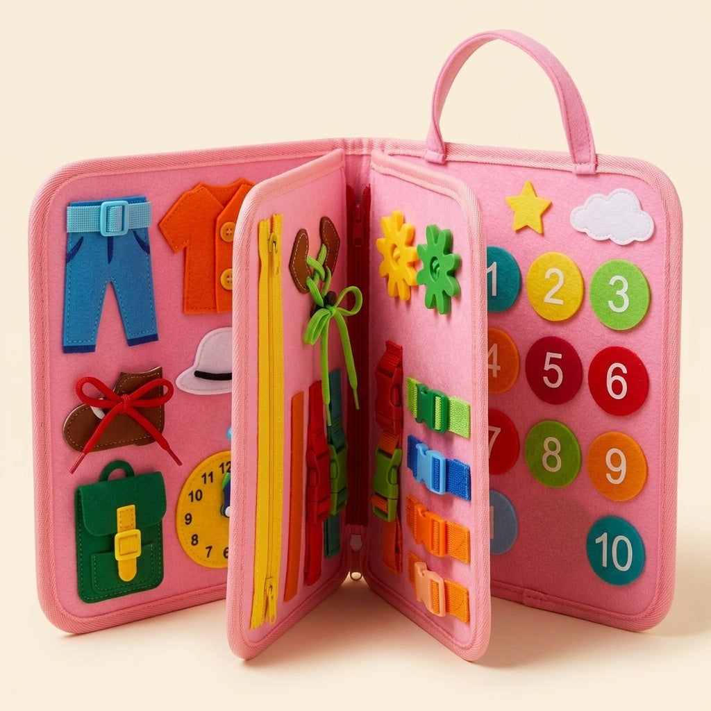 Busy Board Arlevi rose, Le Coffret Éveil : 8 pages garnies