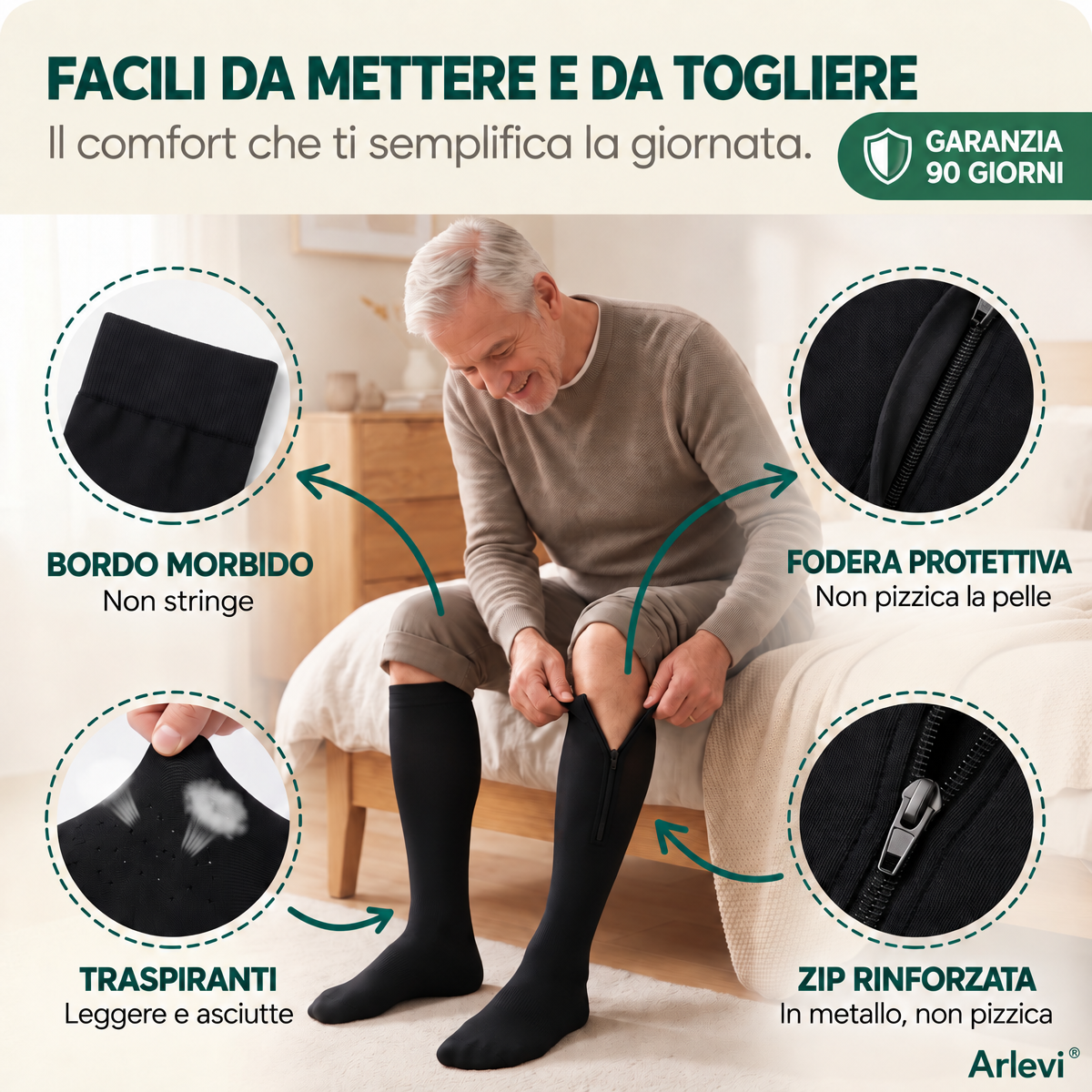 Calze a compressione con zip Arlevi