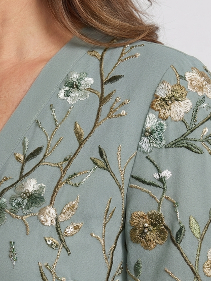 Evadne – Floral V Neck Short Sleeve Maxi Dress