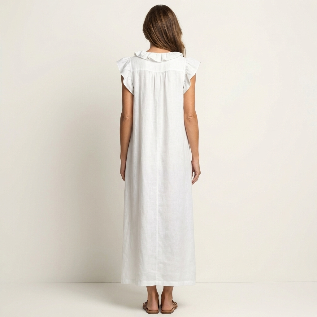 Juliana – Ruffle V-Neck Linen Maxi Dress
